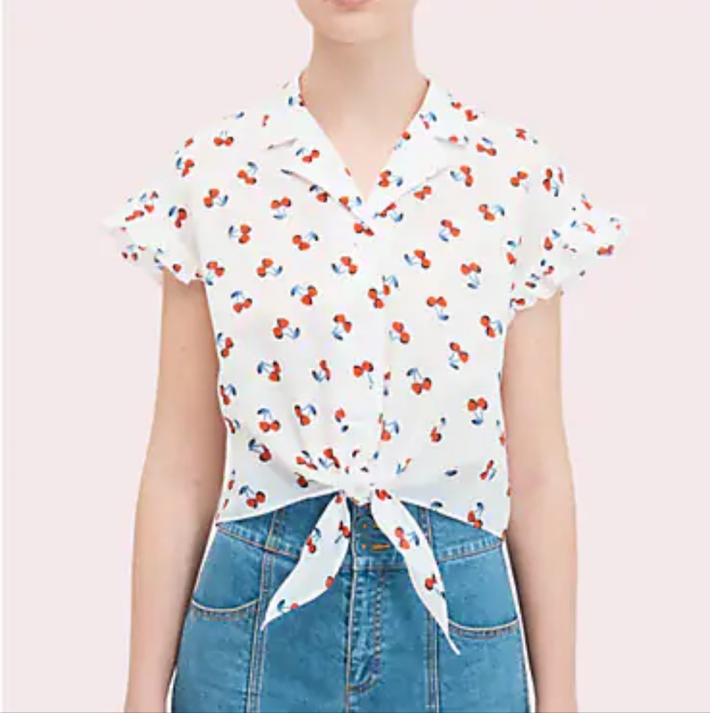 cherry toss tie frobt top kate spade in size m